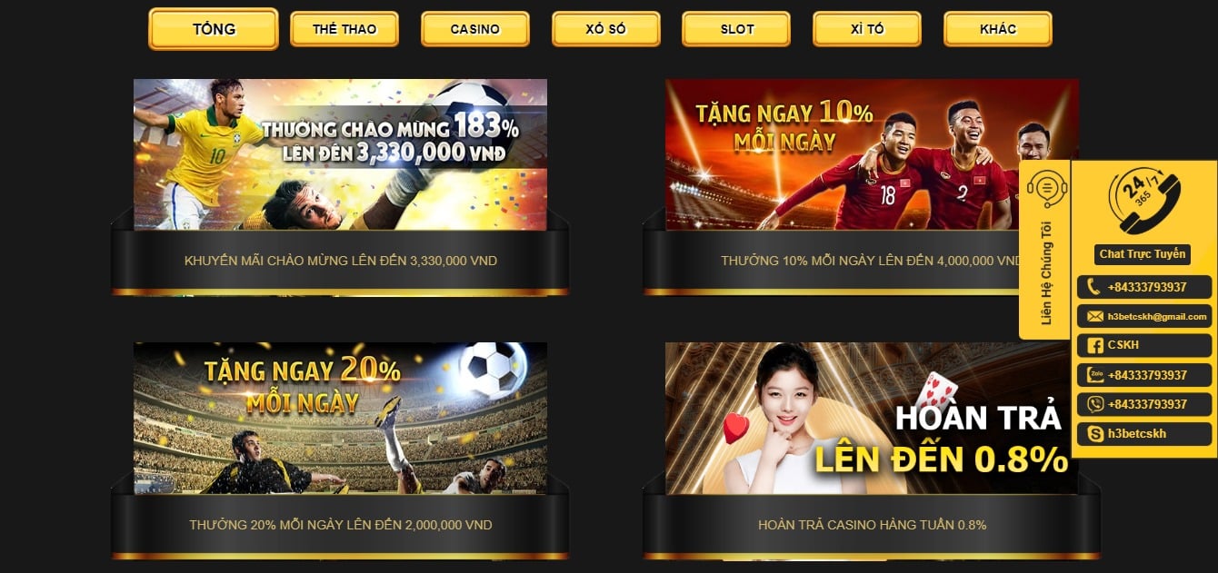 Nhà cái H3bet Trải nghiệm trò chơi với trả thưởng cao